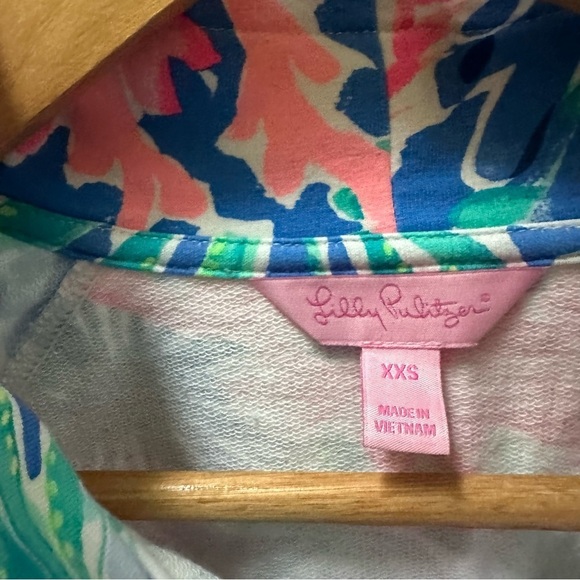 Lilly Pulitzer Popover 1/2 Zip Pullover pink blue white sweatshirt xxs - Picture 2 of 6